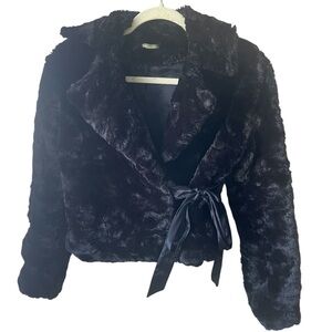 Beau Bois Vintage Black Faux Fur Jacket Sz Small